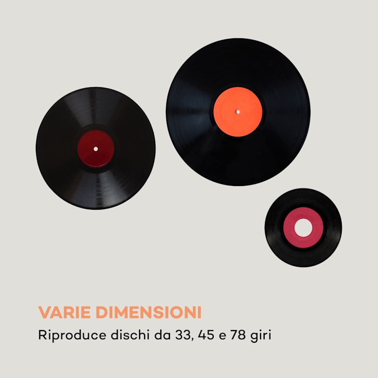 Sarah Ann, giradischi, bluetooth, USB, 33, 45 e 78 giri/min, nero