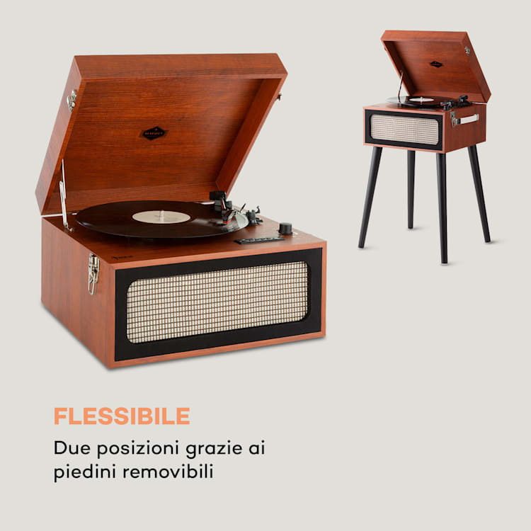 Sarah Ann, giradischi, bluetooth, USB, 33, 45 e 78 giri/min, marrone Without Radio | Mogano