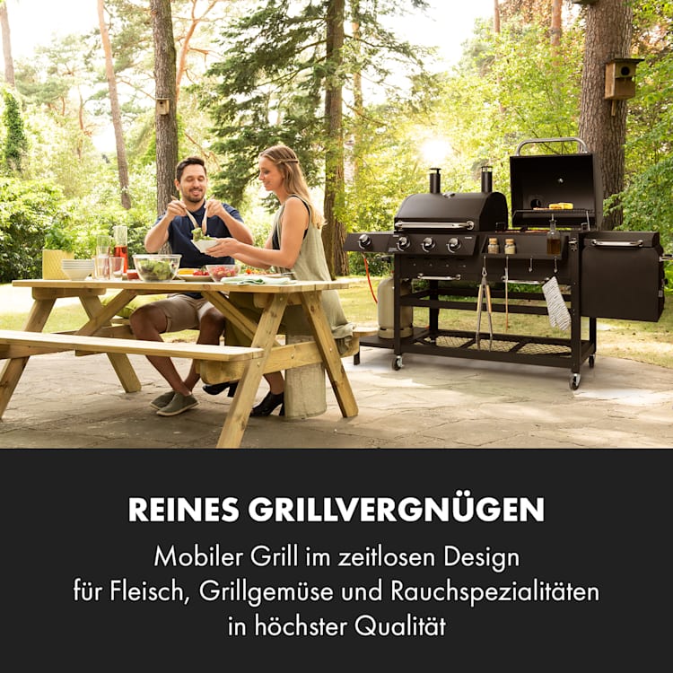 Kingsville Smoker Kombigrill Gas Kohle Smoker 13,5kW 3+1 Brenner