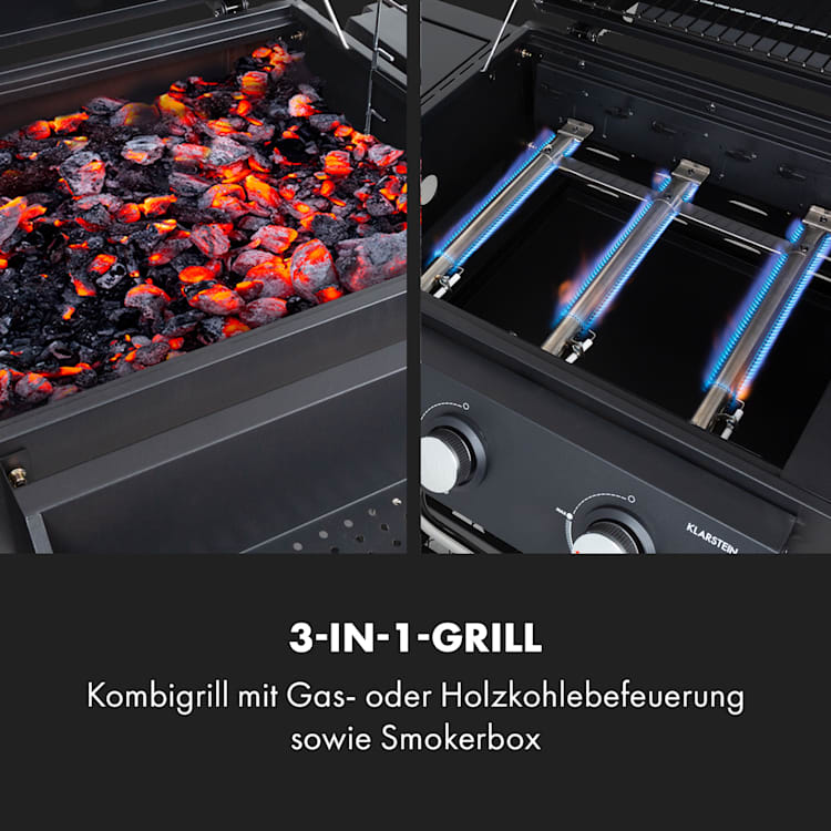 Kingsville Smoker Kombigrill Gas Kohle Smoker 13,5kW 3+1 Brenner