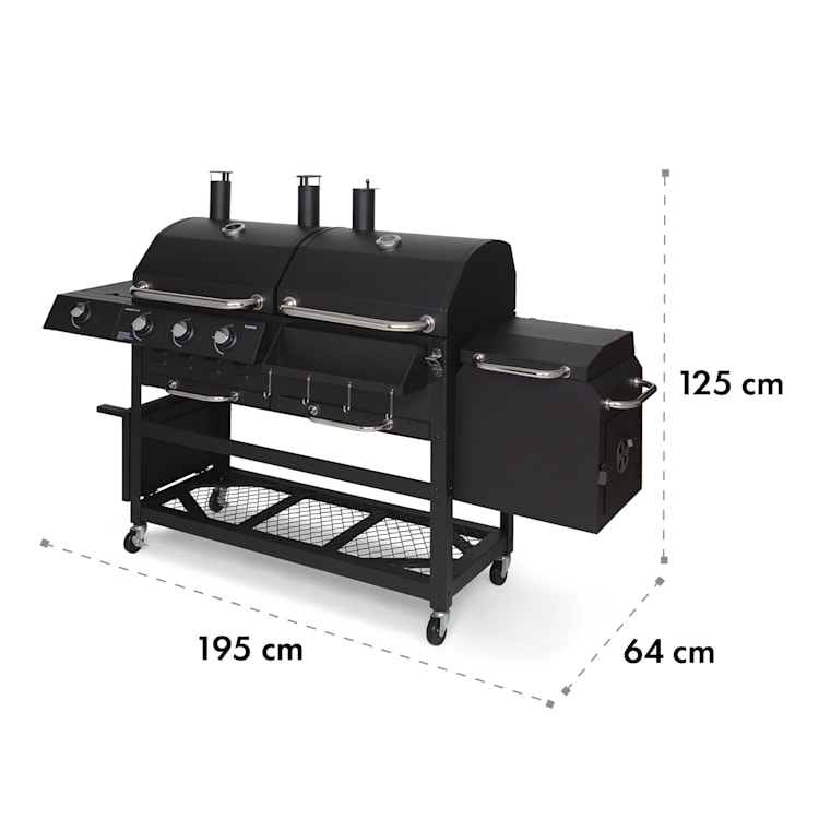 Kingsville Smoker Kombigrill Gas Kohle Smoker 13,5kW 3+1 Brenner
