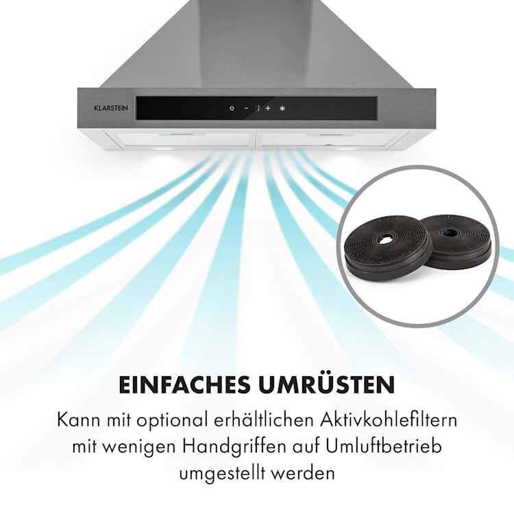 Zelda Eco 60 Dunstabzugshaube 240W 3 Stufen 410m³/h LED EEK: A+ 60 cm