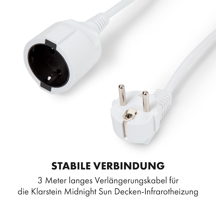 Midnight Sun Decken-Infrarotheizung 3 Meter Verlängerungskabel 3 m