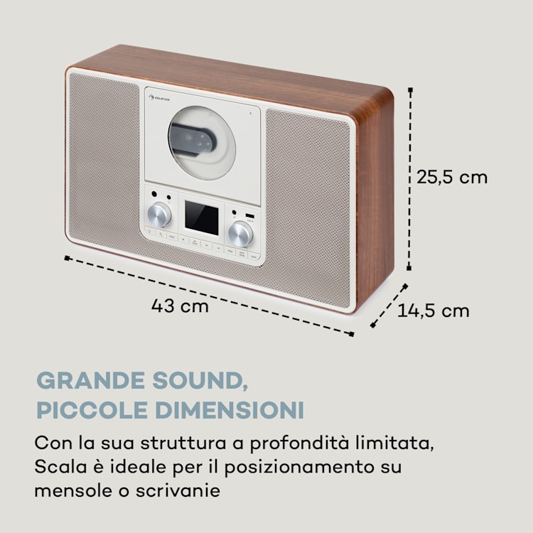 Scala VCD, Radio Digitale, CD, BT, MP3, DAB+, FM Senza WiFi | Noce