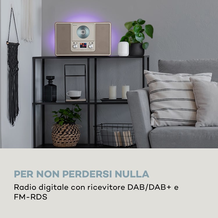 Scala VCD, Radio Digitale, CD, BT, MP3, DAB+, FM Senza WiFi | Noce