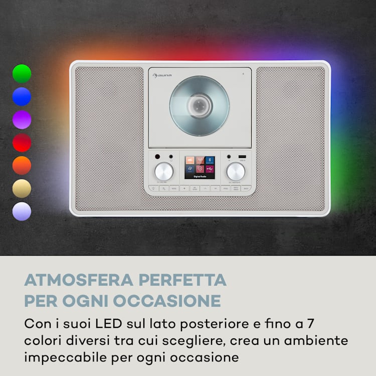Scala VCD, Radio Digitale, CD, BT, MP3, DAB+, FM Senza WiFi | Legno bianco