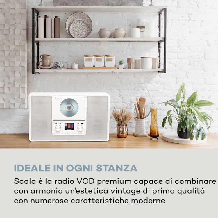 Scala VCD, Radio Digitale, CD, BT, MP3, DAB+, FM Senza WiFi | Legno bianco
