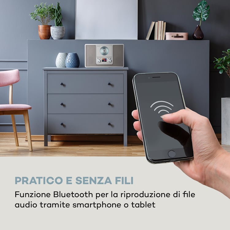 Scala VCD, Radio Digitale, CD, BT, MP3, DAB+, FM Senza WiFi | Legno bianco