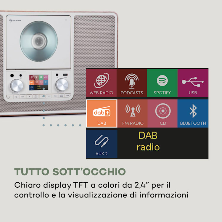 Scala VCD-IR, radio internet, WIFI, CD, BT, MP3, DAB+, FM Con WiFi | Noce