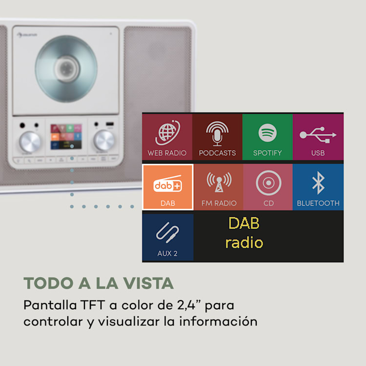 Scala VCD-IR Radio por Internet WLAN CD BT MP3 DAB+ Radio FM Con wifi | Blanco