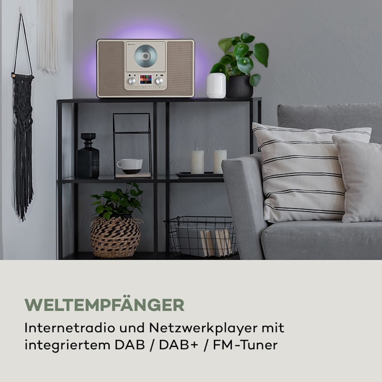 Scala VCD-IR Internetradio WLAN CD BT MP3 DAB+ UKW Radio Mit WiFi | Schwarz