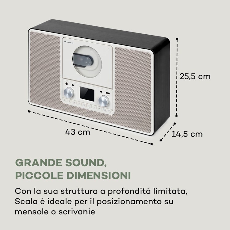Scala VCD-IR, radio internet, WIFI, CD, BT, MP3, DAB+, FM Con WiFi | Nero