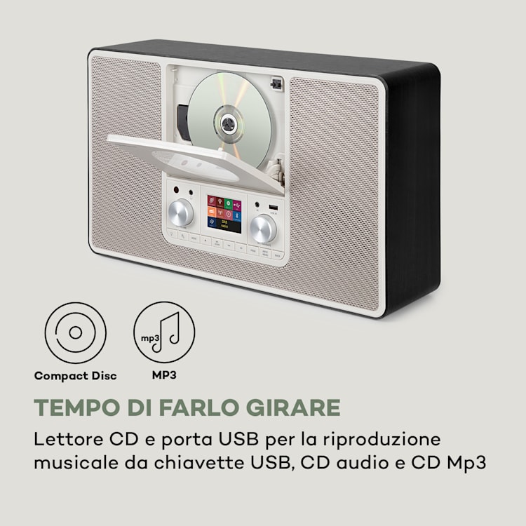 Scala VCD-IR, radio internet, WIFI, CD, BT, MP3, DAB+, FM Con WiFi | Nero