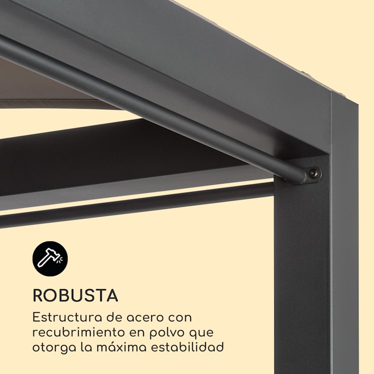 Eremitage Double XL Tumbona para 2 personas Marco de aluminio Toldo Cortinas Negro / Topo Claro
