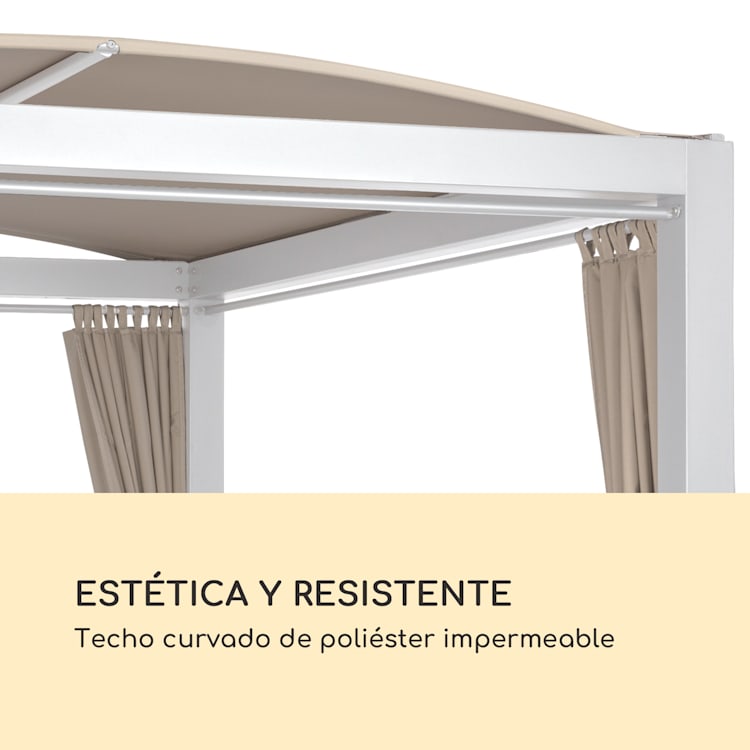Cama solar XL Hermitage Double 2 Pers Cortinas con marco de acero Arena