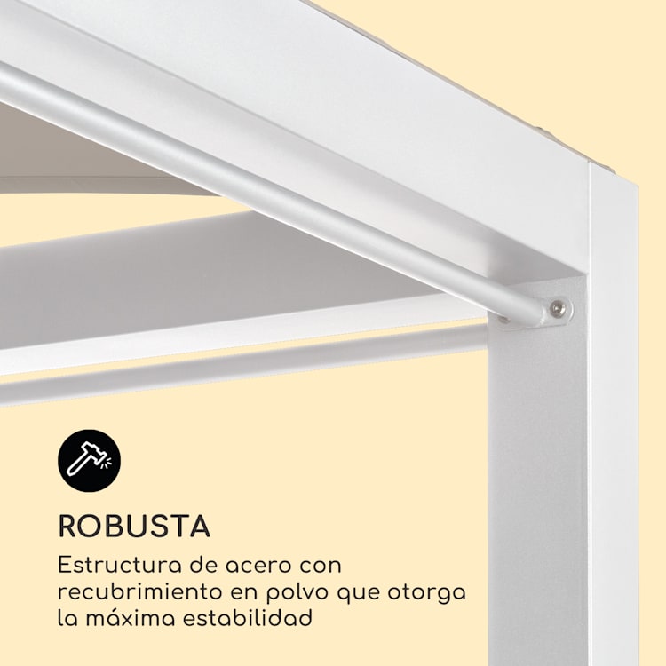 Cama solar XL Hermitage Double 2 Pers Cortinas con marco de acero Arena
