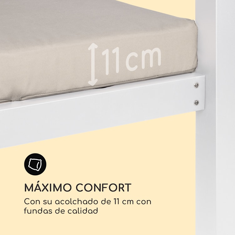 Cama solar XL Hermitage Double 2 Pers Cortinas con marco de acero Arena