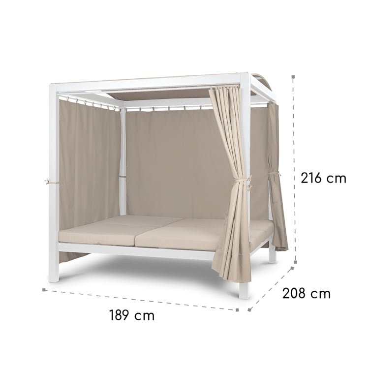 Cama solar XL Hermitage Double 2 Pers Cortinas con marco de acero Arena