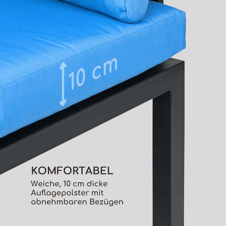 Cartagena Lounger 2 Zweisitzer mit Tisch Stahl Polyester Blau