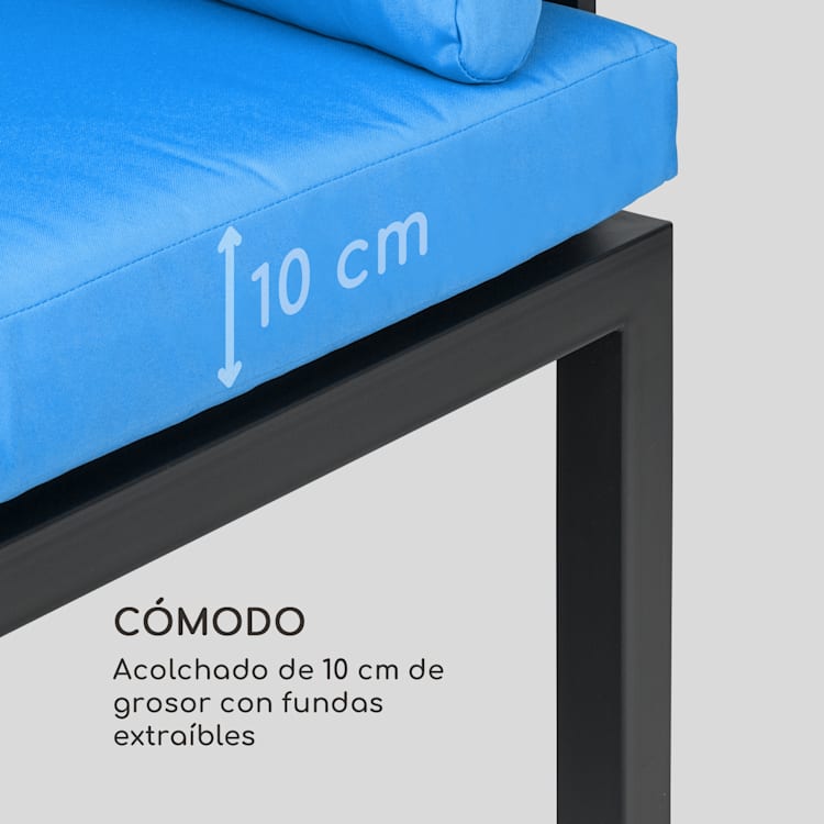 Cartagena Sofá de jardín de 2 asientos con mesa Acero Poliéster Azul