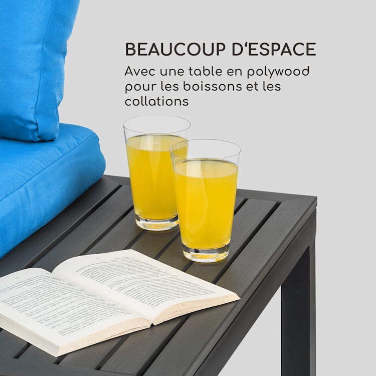 Cartagena Lounger 2-zitter met tafel staal polyester Blauw