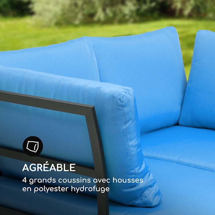 Cartagena Lounger 2-zitter met tafel staal polyester Blauw