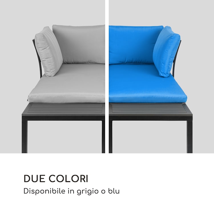 Cartagena, Lounger, 2 Posti con Tavolo, Acciaio, Poliestere Blu