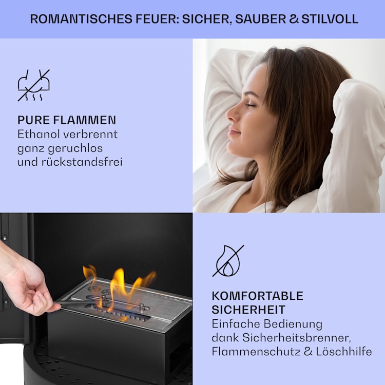 Phantasma Calor Ethanol-Kamin rauch- & geruchslos Sicherheitsglas