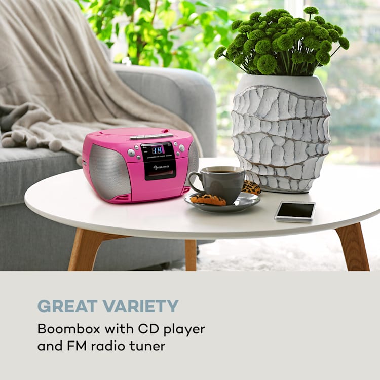 Harper CD Boombox Reproductor de CD Bluetooth Kassette UKW AUX USB