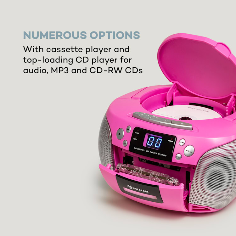 Harper CD Boombox Reproductor de CD Bluetooth Kassette UKW AUX USB
