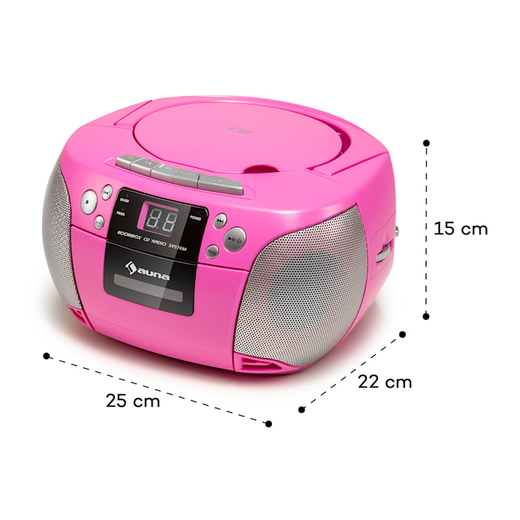 Harper CD Boombox Reproductor de CD Bluetooth Kassette UKW AUX USB