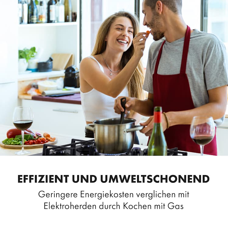Illuminosa 5 Gaskochfeld 5-flammig Sabaf-Brenner Glaskeramik 5 | Schwarz