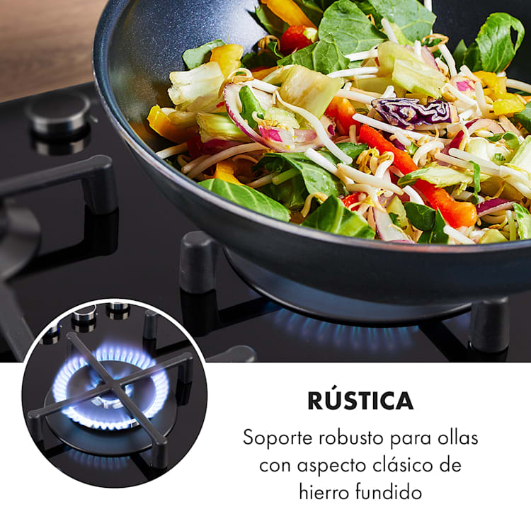 Illuminosa 5 Cocina a gas 5 quemadores Sbaf vitroceramica color negro 5 | Negro