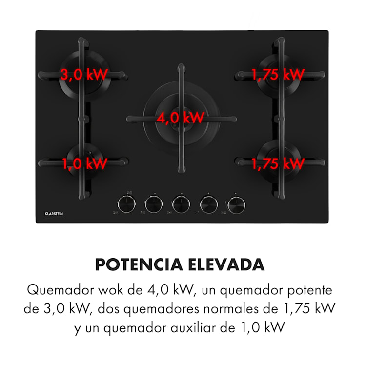 Illuminosa 5 Cocina a gas 5 quemadores Sbaf vitroceramica color negro 5 | Negro