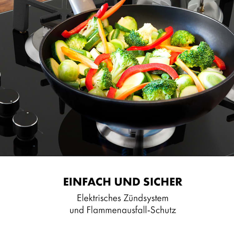 Trifecta 4 Gaskochfeld 4-flammig Triangle-Brenner Glaskeramik 4 Brenner | Schwarz