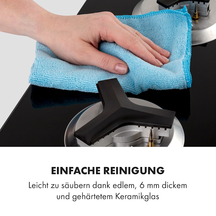 Trifecta 4 Gaskochfeld 4-flammig Triangle-Brenner Glaskeramik 4 Brenner | Schwarz