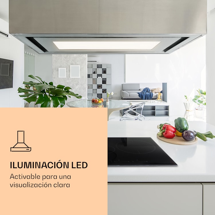 Campana de Isla Remy Brilliant Edition 90 cm, 609 m³/h, EEK A, LED, cristal