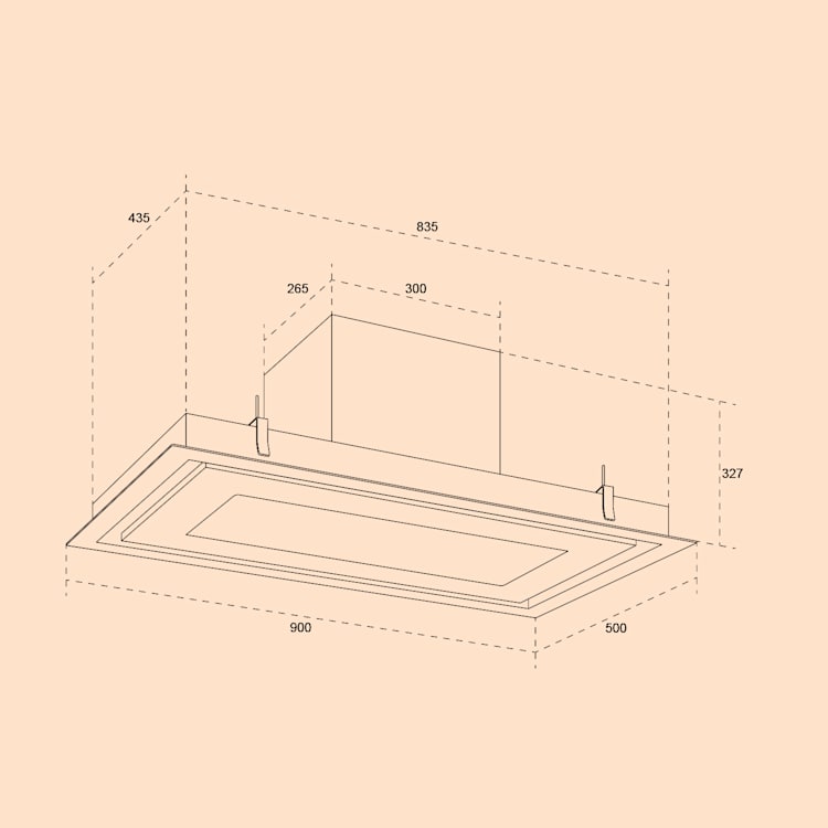 Campana de Isla Remy Brilliant Edition 90 cm, 609 m³/h, EEK A, LED, cristal