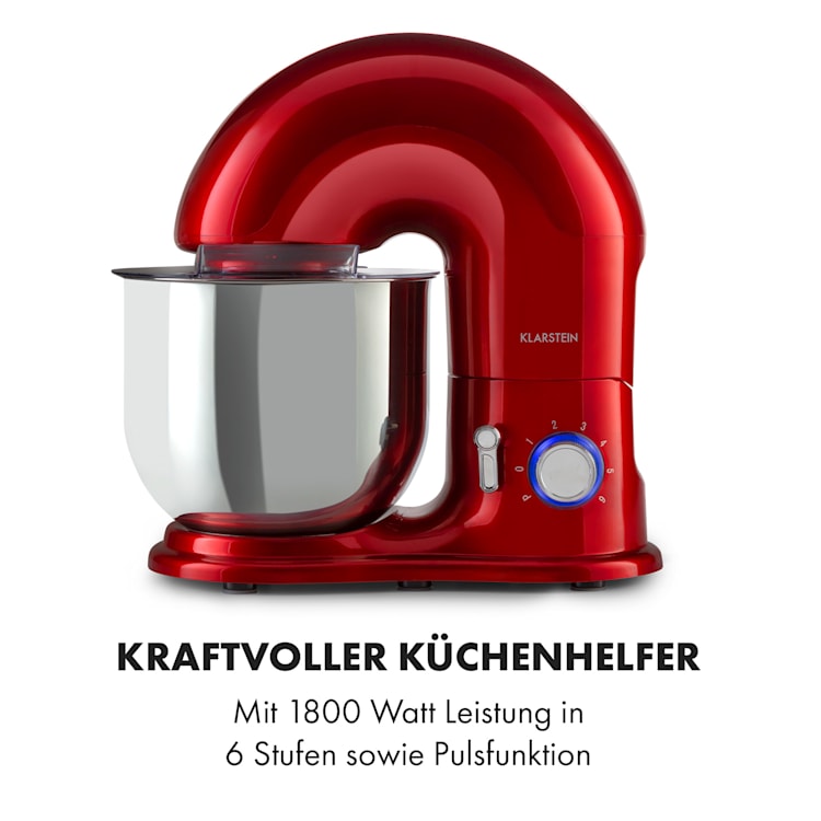 Delfino Küchenmaschine 1800W 6 Stufen 7 Liter Rot