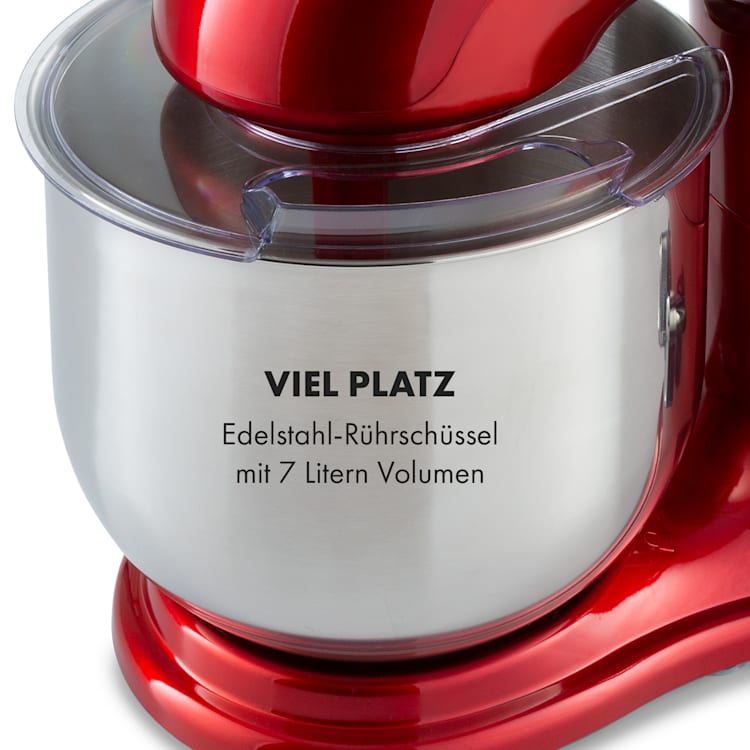 Delfino Küchenmaschine 1800W 6 Stufen 7 Liter Rot