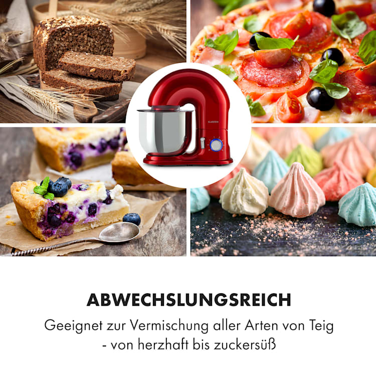Delfino Küchenmaschine 1800W 6 Stufen 7 Liter Rot