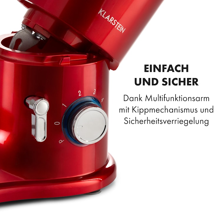 Delfino Küchenmaschine 1800W 6 Stufen 7 Liter Rot