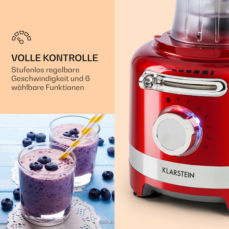 Luca Multifunktionsmixer 1000 W 3 L stufenlose Geschwindigkeit 6 Modi Rot