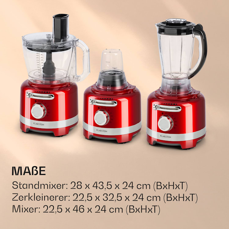 Luca Multifunktionsmixer 1000 W 3 L stufenlose Geschwindigkeit 6 Modi Rot