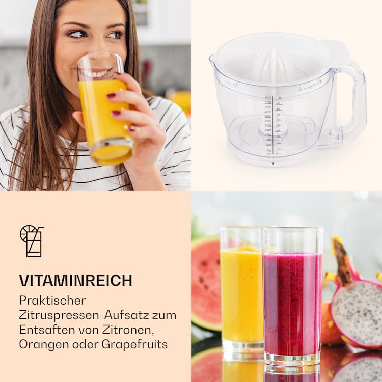 Luca Multifunktionsmixer 1000 W 3 L stufenlose Geschwindigkeit 6 Modi Weiß