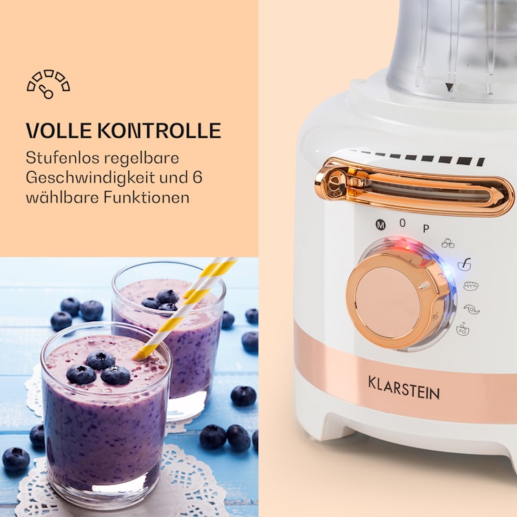 Luca Multifunktionsmixer 1000 W 3 L stufenlose Geschwindigkeit 6 Modi Weiß