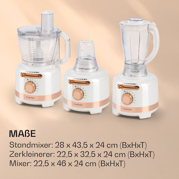 Luca Multifunktionsmixer 1000 W 3 L stufenlose Geschwindigkeit 6 Modi Weiß