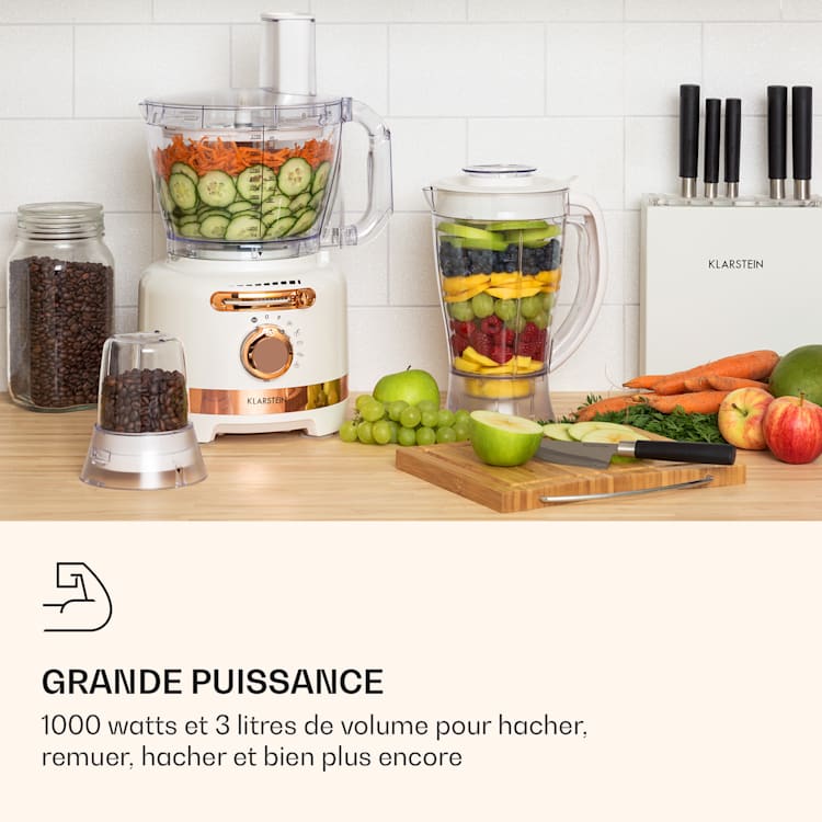 Luca mixeur multifonctions 1000 W 3 L vitesse réglable en continu 6 modes Blanc