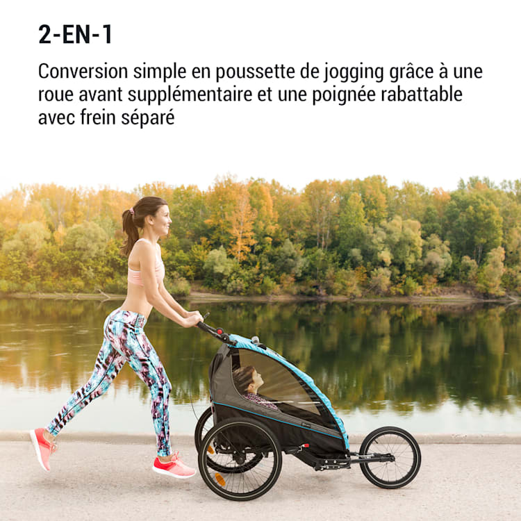 Kiddy King remorque de vélo pour enfants Jogger-Buggy 2 places 40 kg Bleu