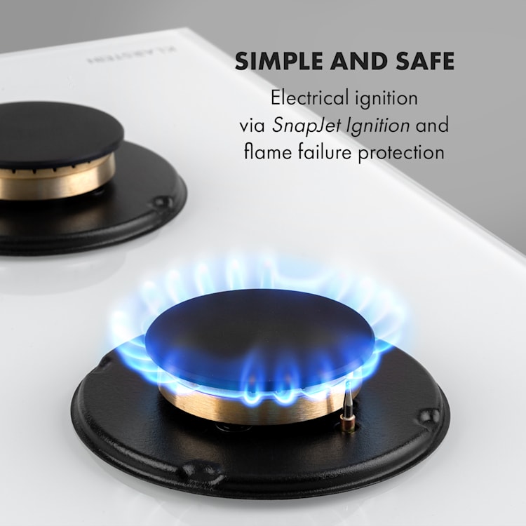 Goldflame 4, газова печка, с 4 котлона, месингови котлони, стъклокерамика 4_burners | Бял